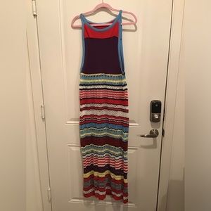 No brand Curve 1XMulti Color Long Crochet Sleeveless Dress double slide slit